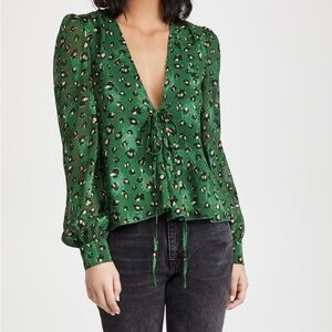 NWT Never Fully Dressed Green Leopard Print Blouse